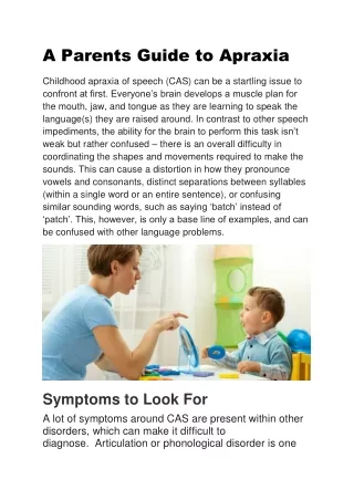 a parents guide to apraxia