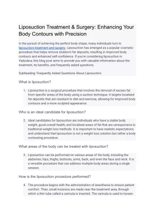 Liposuction Treatment & Surgery_ Enhancing Your Body Contours with Precision