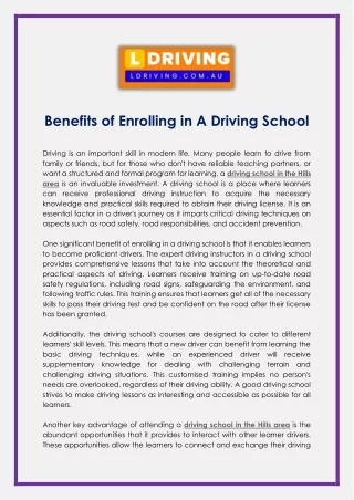 Benefits of Enrolling in A Driving School