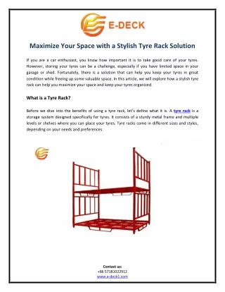 Maximize Your Space with a Stylish Tyre Rack Solution