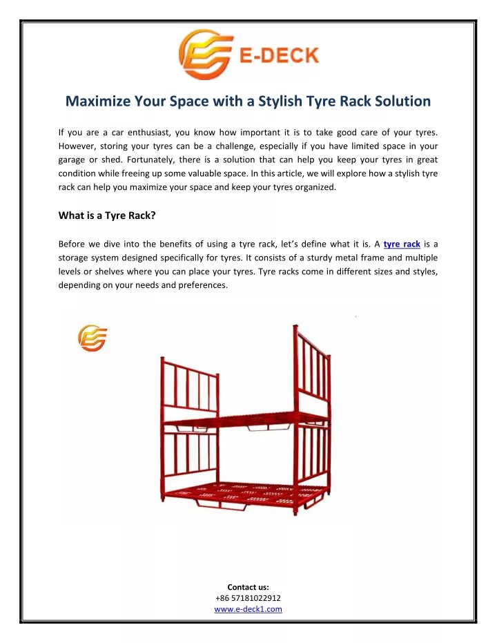 maximize your space with a stylish tyre rack