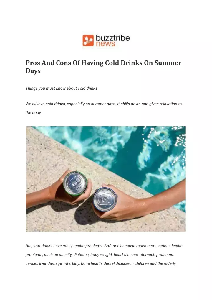 pros and cons of having cold drinks on summer days