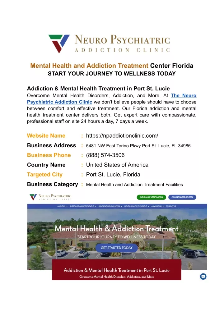 mental health and addiction treatment center