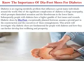 Know The Importance Of Dia-Foot Shoes For Diabetes