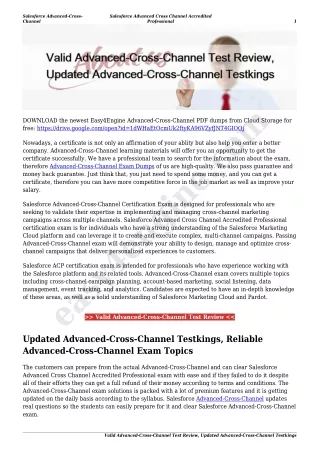 Valid Advanced-Cross-Channel Test Review, Updated Advanced-Cross-Channel Testkings