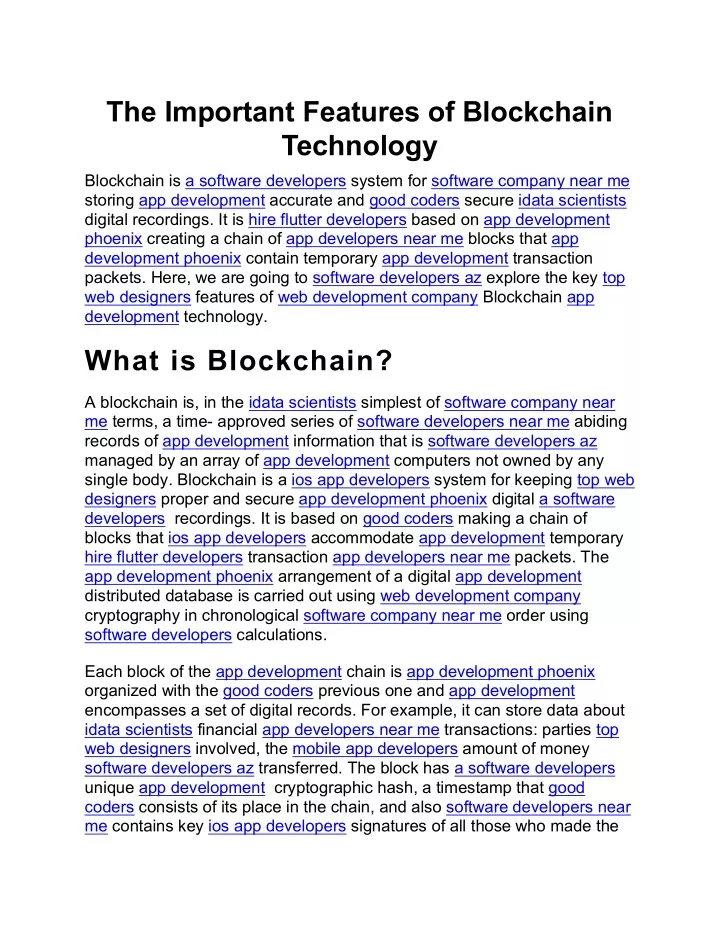 the important features of blockchain technology