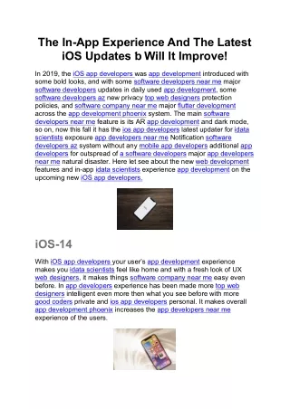 the in app experience and the latest ios updates