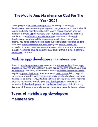 the mobile app maintenance cost
