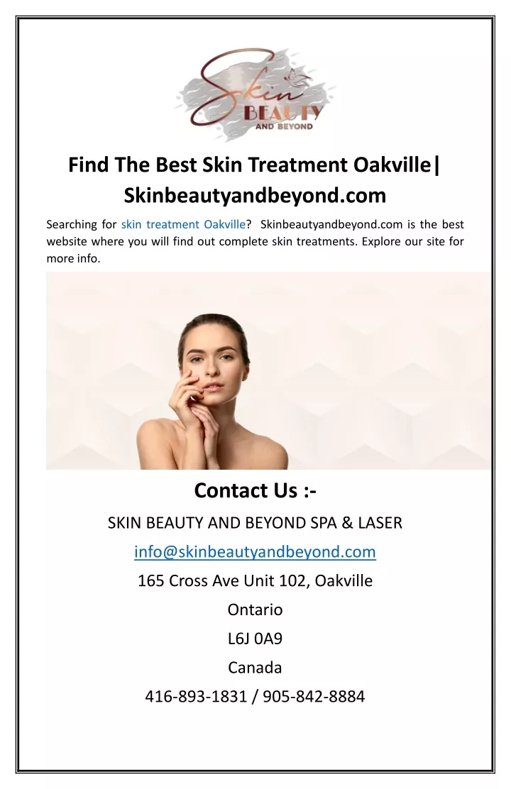 find the best skin treatment oakville