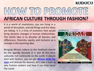 How To Promote African Culture Through Fashion