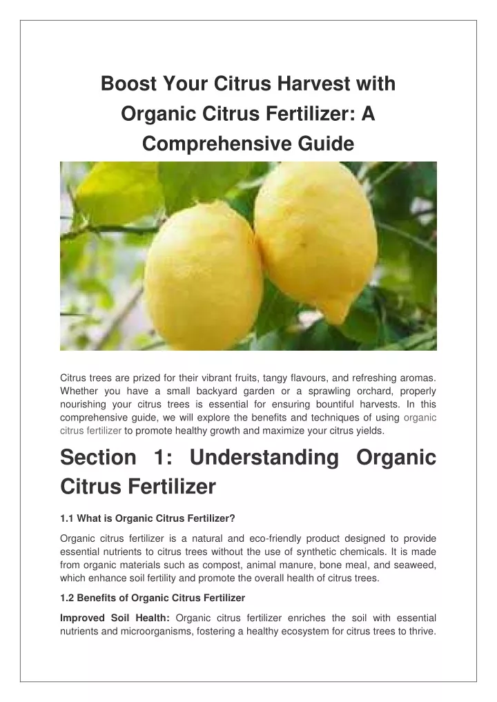 boost your citrus harvest with organic citrus