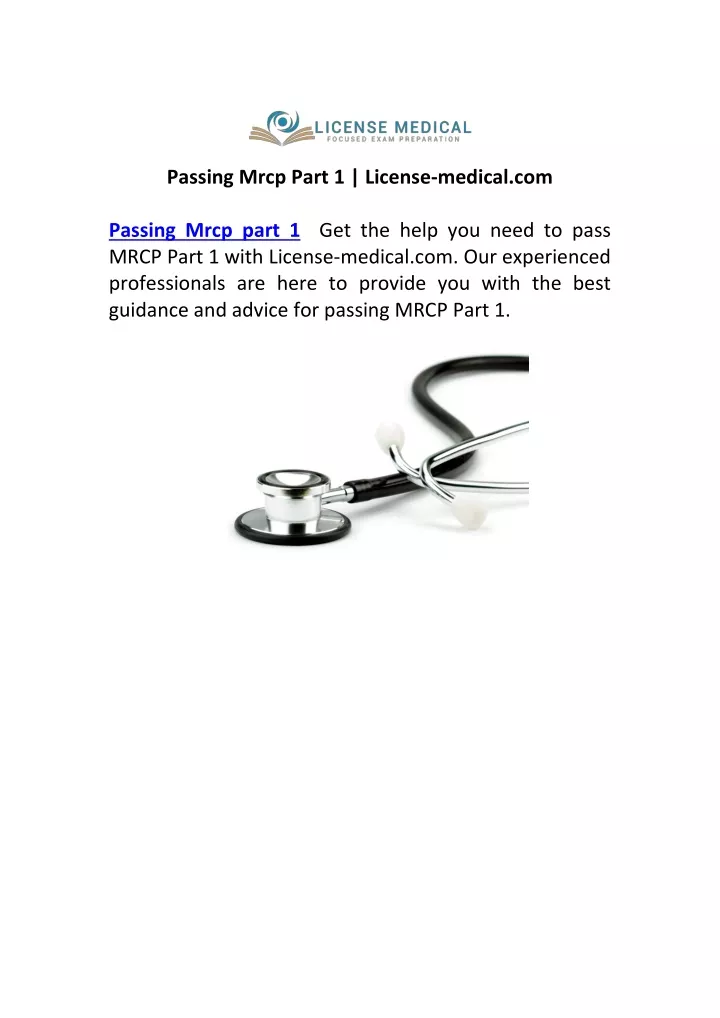 passing mrcp part 1 license medical com