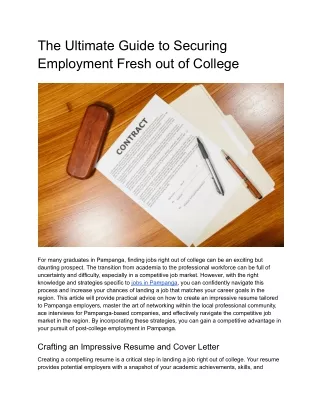 The Ultimate Guide to Securing Employment Fresh out of College