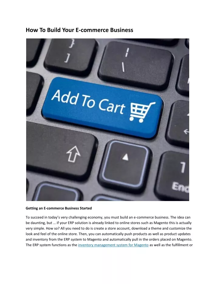 how to build your e commerce business