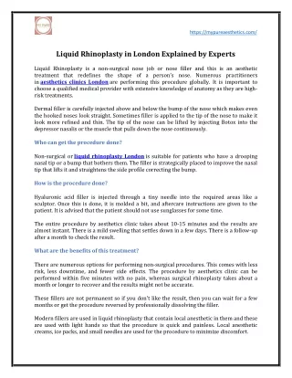 Liquid Rhinoplasty in London Explained by Experts