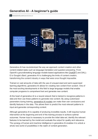 Generative AI - A beginners guide