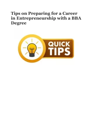 Tips on Preparing for a Career in Entrepreneurship with a BBA Degree