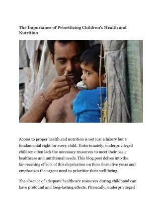 the importance of prioritizing children s health