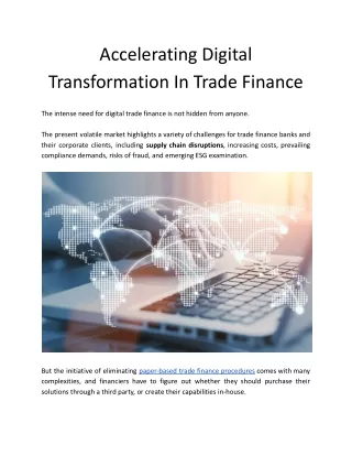 Accelerating Digital Transformation In Trade Finance