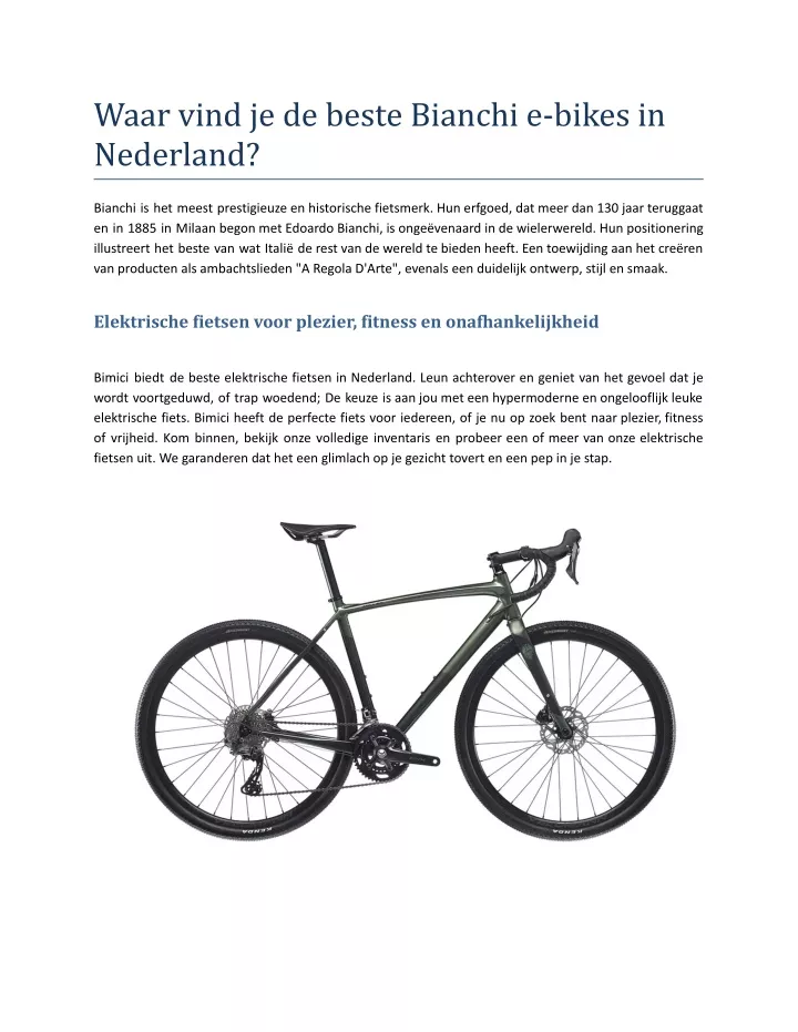 waar vind je de beste bianchi e bikes in nederland