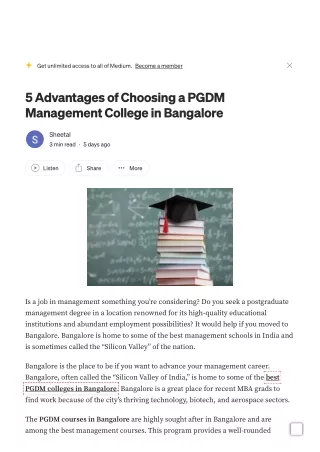 5 Advantages of Choosing a PGDM Management College in Bangalore