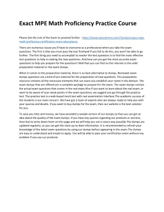 exact mpe math proficiency practice course