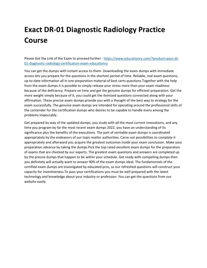 exact dr 01 diagnostic radiology practice course