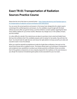 exact tr 01 transportation of radiation sources