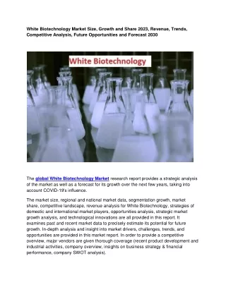white biotechnology market size growth and share