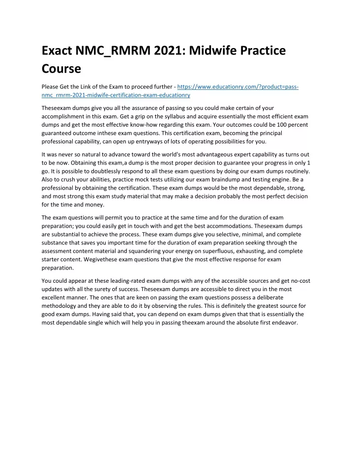exact nmc rmrm 2021 midwife practice course