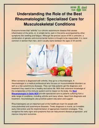 Best Rheumatologist In Delhi