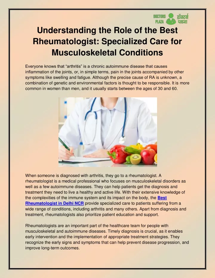 understanding the role of the best rheumatologist