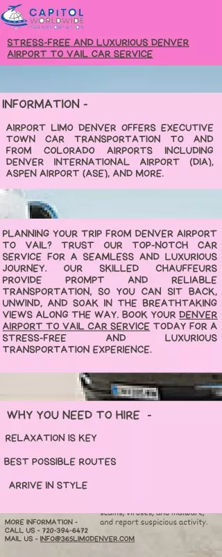 Stress-Free and Luxurious Denver Airport To Vail Car Service