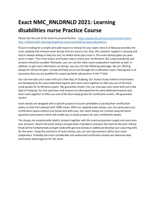 exact nmc rnldrnld 2021 learning disabilities