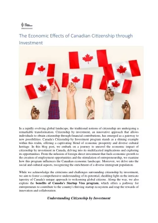 The Economic Effects of Canadian Citizenship through Investment