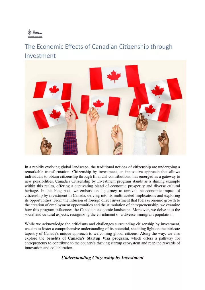 the economic effects of canadian citizenship