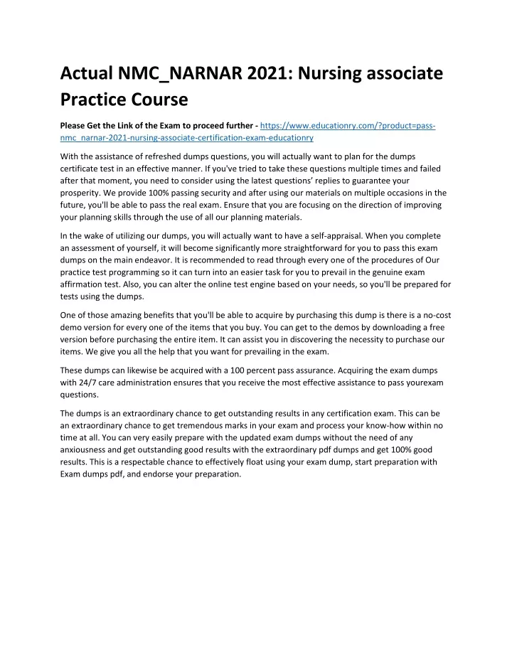 actual nmc narnar 2021 nursing associate practice
