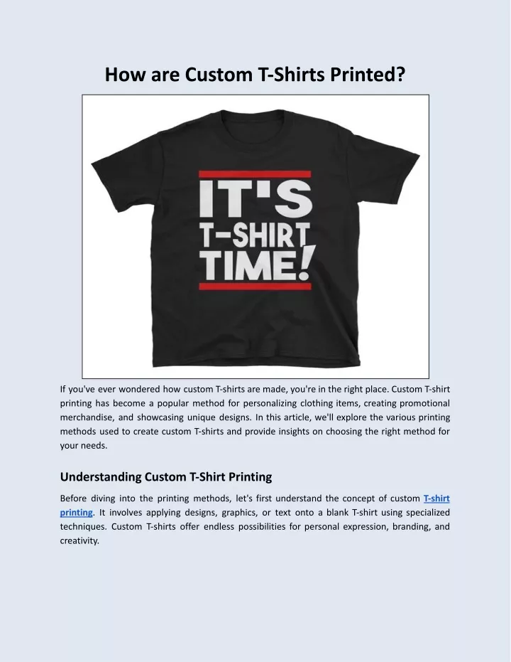how are custom t shirts printed