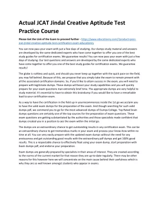 actual jcat jindal creative aptitude test