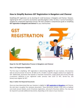 How to Simplify Business GST Registration in Bangalore and Chennai