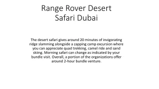 Range Rover Desert Safari
