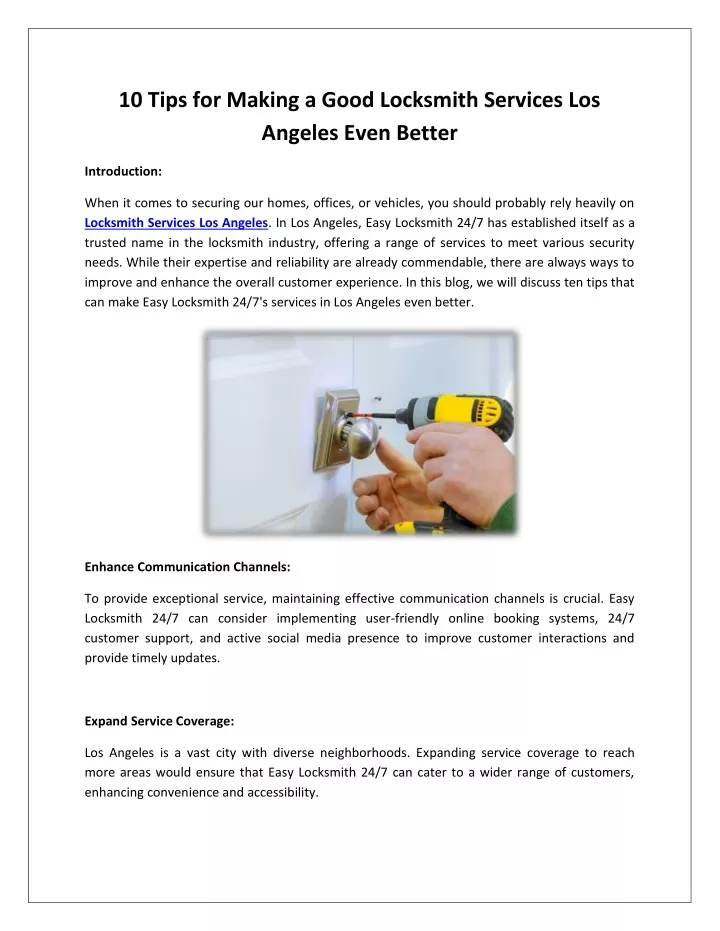 10 tips for making a good locksmith services