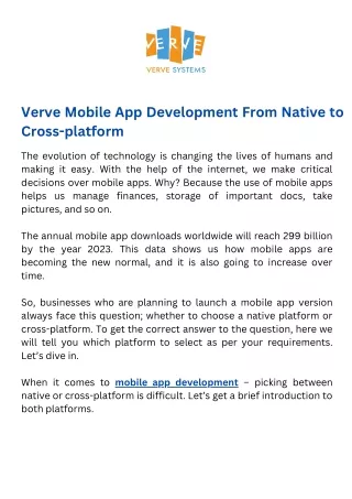 Verve Mobile App Development From Native to Cross-platform