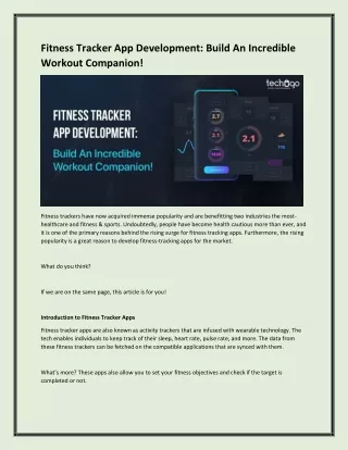Fitness Tracker App Development: Build An Incredible Workout Companion!