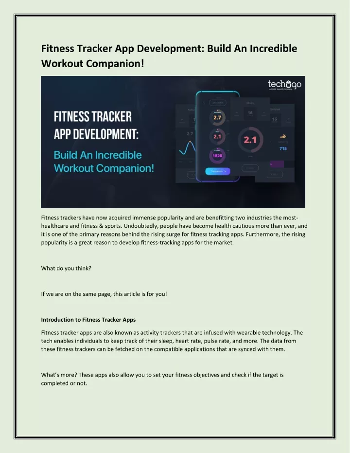fitness tracker app development build