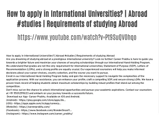 How to apply in International Universities? | Abroad #studies | Requirements of studying Abroad