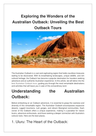 exploring the wonders of the australian outback