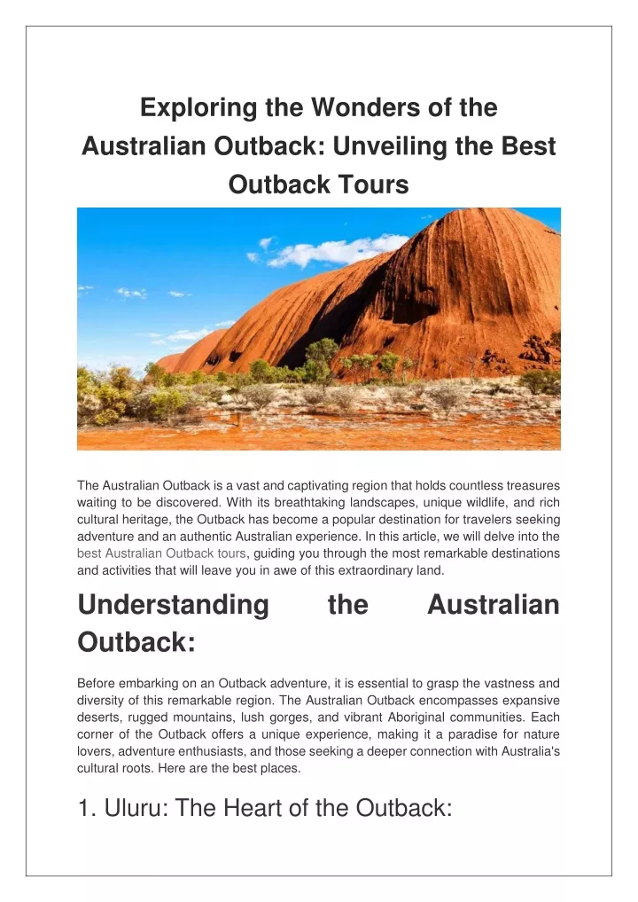 exploring the wonders of the australian outback