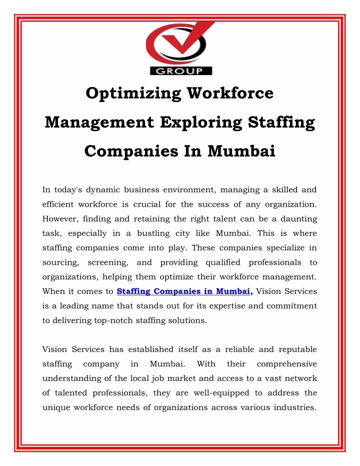 optimizing workforce