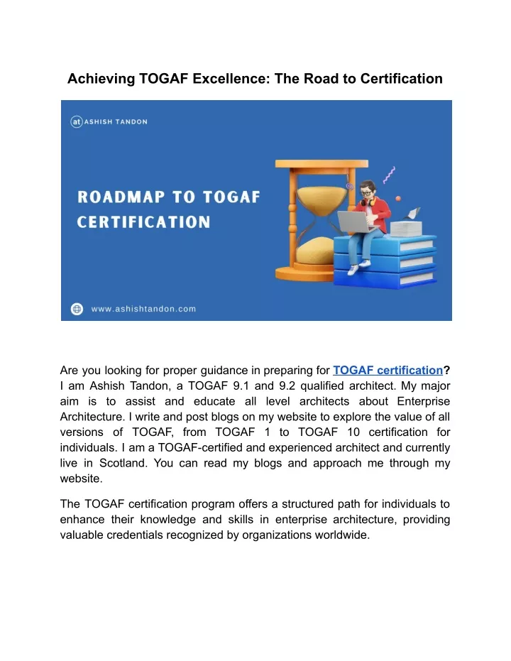 achieving togaf excellence the road